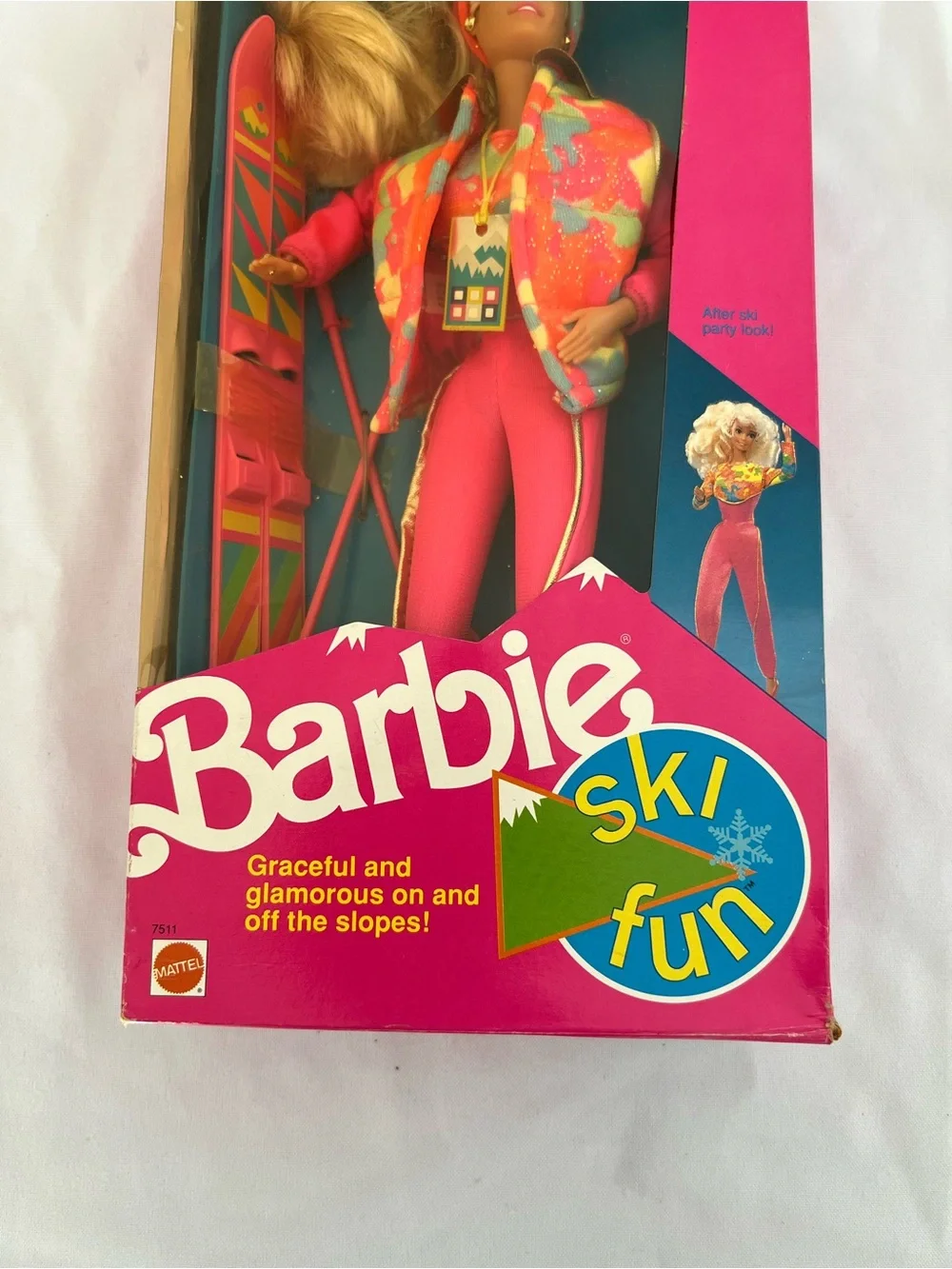 Vintage 1991 Ski Fun Barbie Bright Pink and Multicolor Jacket